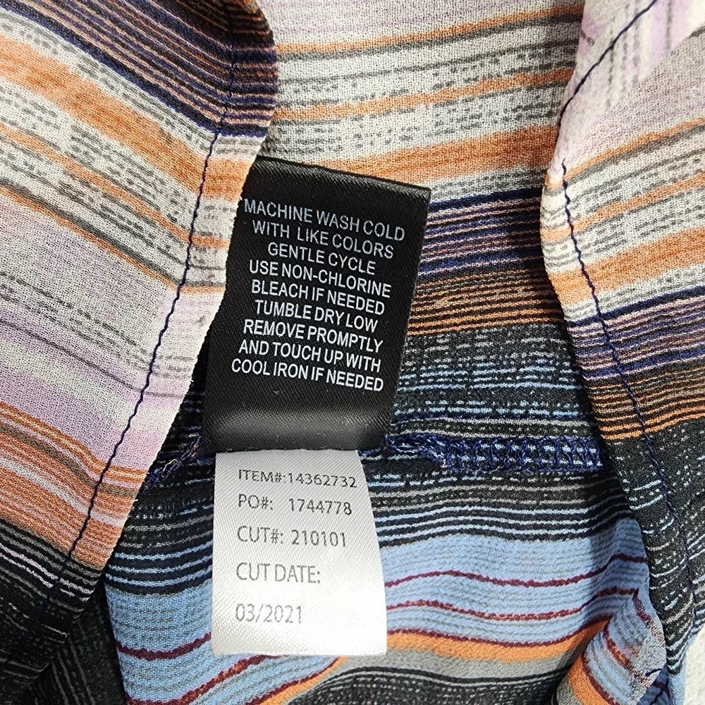Torrid Top Womens 5/5X Multicolor‎ Striped Button Front Tunic 3/4 Sleeve Sheer